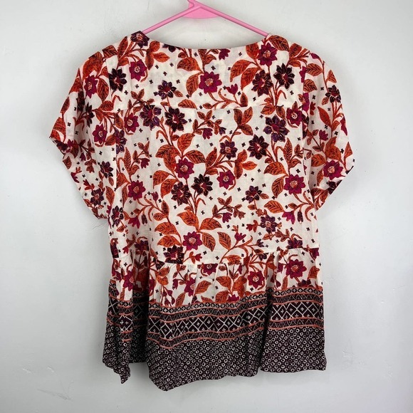 Anthropologie Maeve Floral Leaf Print Short Sleeve Blouse Womens Size:XS NWT - Picture 3 of 6